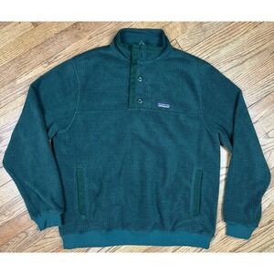 Patagonia Shearling Snap T Fleece Pullover Jacket Green Men's Size Large
